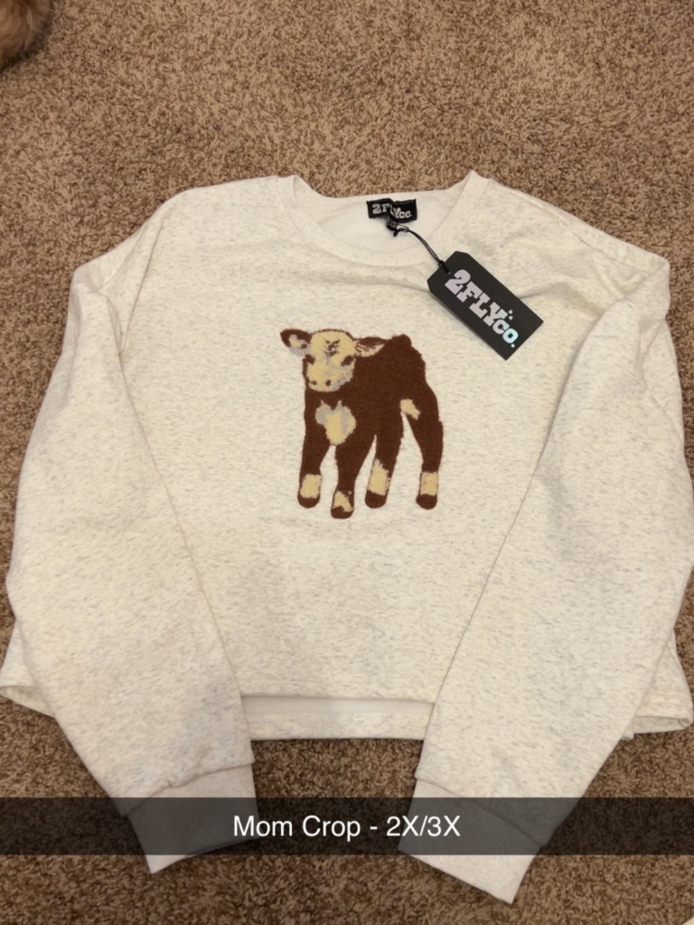 Cream Mom Crop with Calf Graphic
